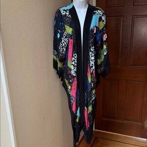 Joseph Ribkoff Multicolor Patchwork Kimono Open Cardigan Women’s Size 10